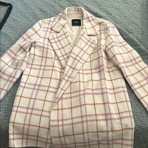 Theory Pink and Brown Plaid Blazer